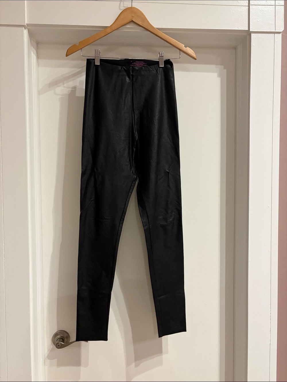 Black Faux Leather Leggings - Commando, Size M